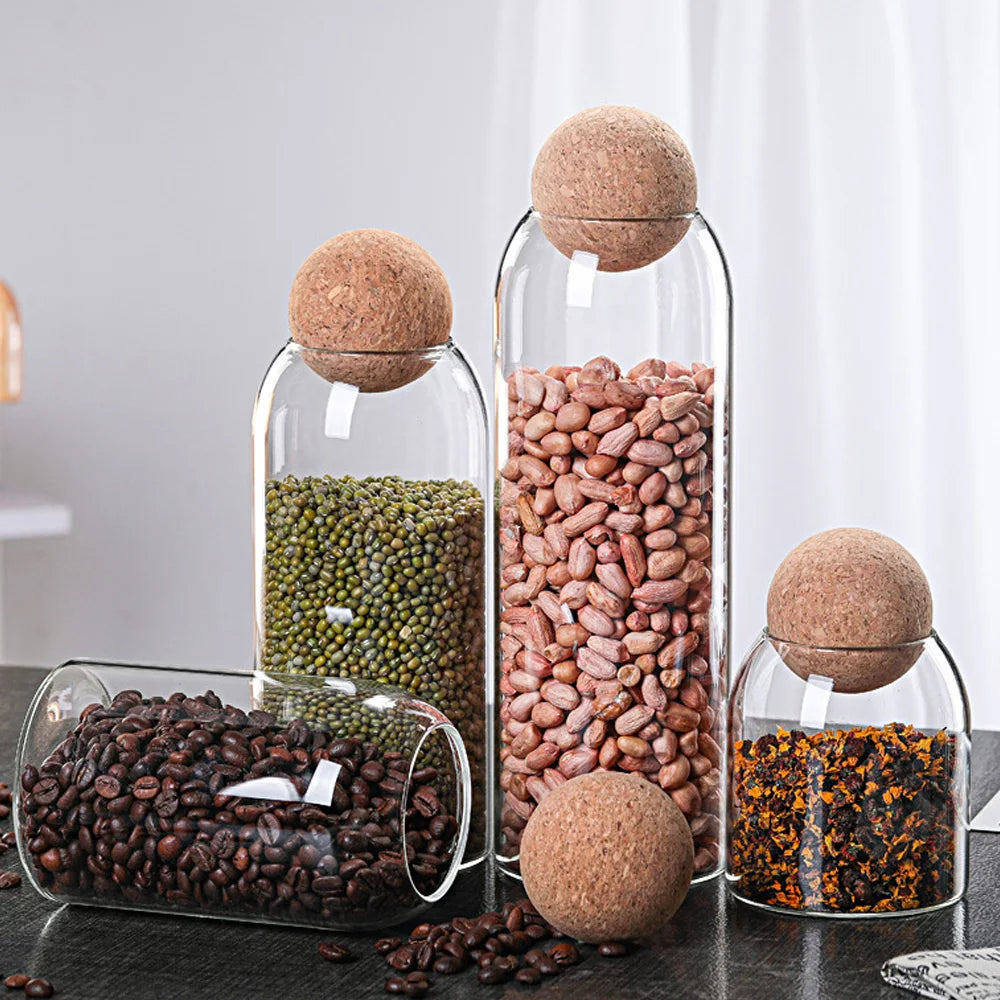 Afralia™ Glass Bottle Dispenser Set: Jars, Shampoo, Olive Oil, Makeup Jar