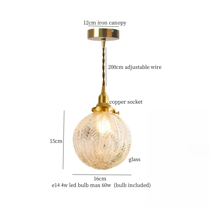 Afralia™ Cracked Glass LED Pendant Light for Cafe Bar Kitchen Living Room