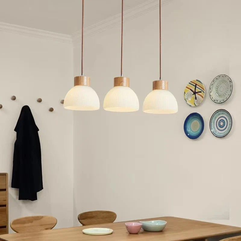 Afralia™ Wood Pendant Lights for Kitchen Dining Room Decor Front Desk Bar Aisle Chandelier