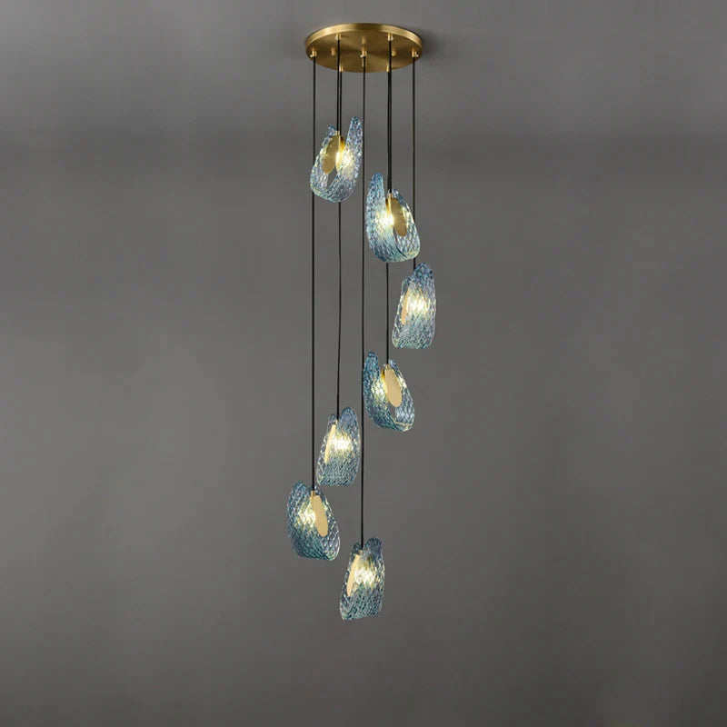 Afralia™ Blue Queen Crystal Glass Chandelier for Staircase Lighting