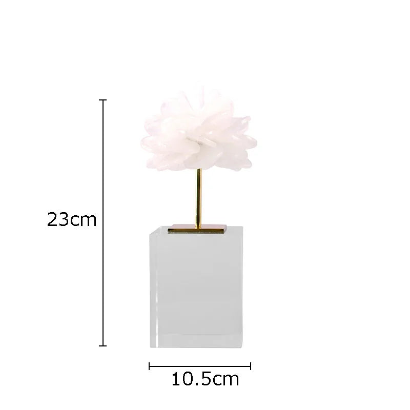 Afralia™ Crystal Petal Pink Desk Decoration Flower Sculpture for Modern Room Aesthetics