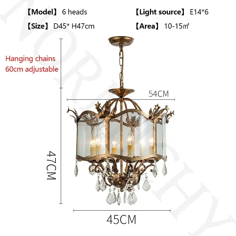 Afralia™ French Candle Crystal Chandelier: Retro Style LED Pendant Lighting for Dining & Living Room