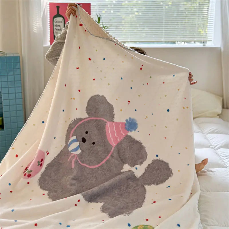 Afralia™ Kids Cartoon Milk Velvet Nap Blanket: Soft & Warm Quilt for All Seasons