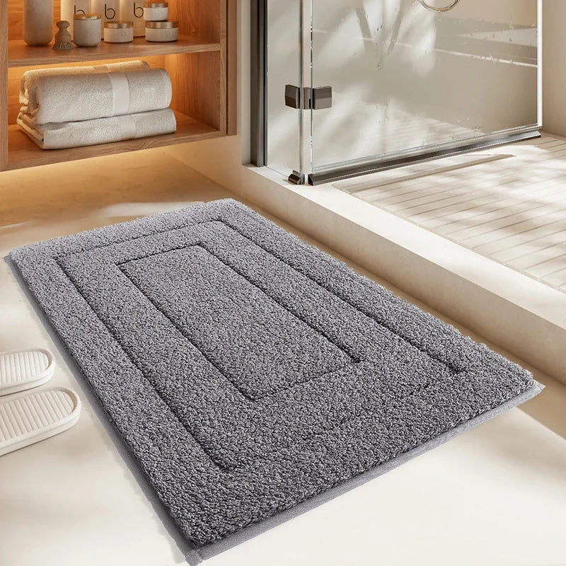 Afralia™ Geometric Flocked Bath Mat Thicken Super Absorbent Anti-slip Bathroom Rug.