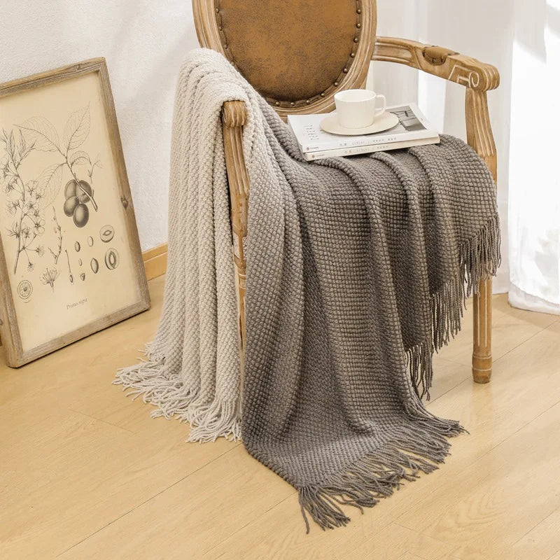 Afralia™ Gradient Pineapple Grid Knit Blanket - All-Season Comfort for Adults & Kids