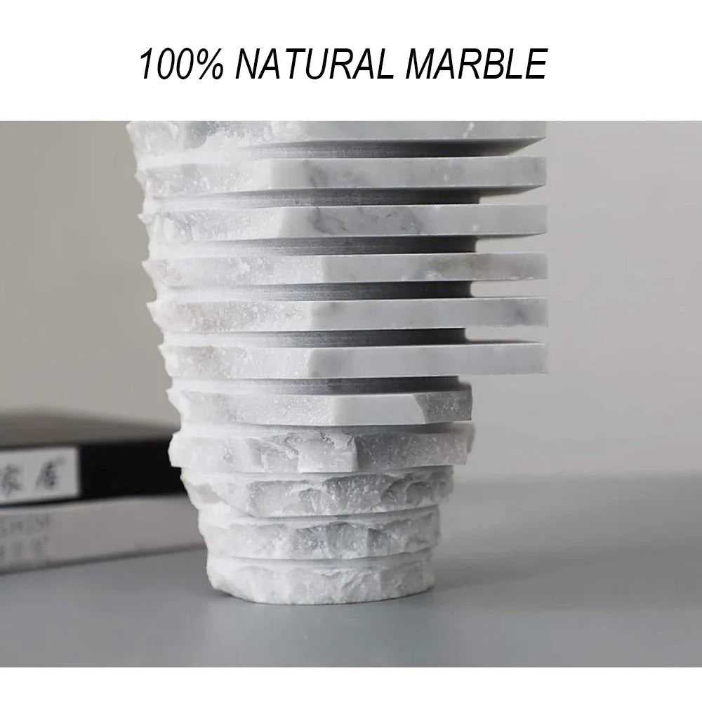 Afralia™ Volakos White Marble Vase Luxury Decorative Flower Vase