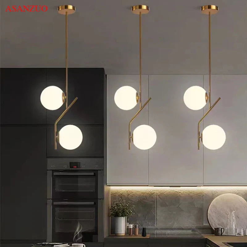 LED Glass Pendant Lamp by Afralia™ - Bedroom Reading Light Fixture