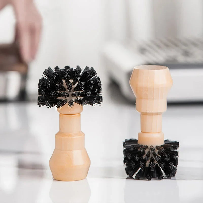 Afralia™ Espresso Portafilter & Tamper Cleaning Brush with Wooden Handle