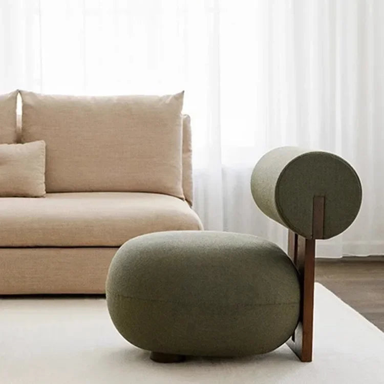 Afralia™ Nordic Solid Wood Sofa Chair Modern Light Luxury Cream Hippo Chair
