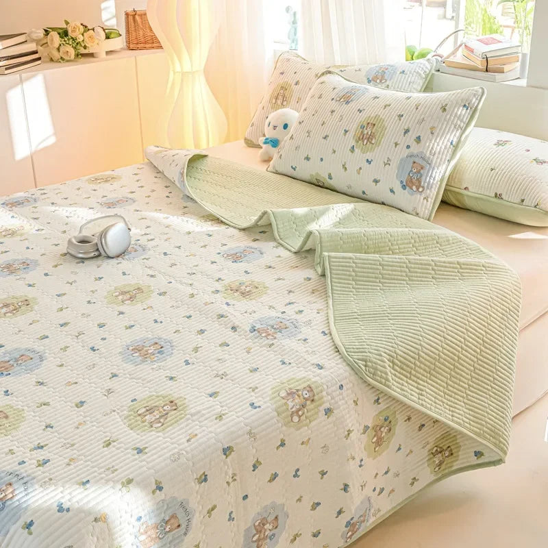 Afralia™ Cartoon Pattern Cotton Single Mattress Mat: Summer Comfort & Non-Slip Performance