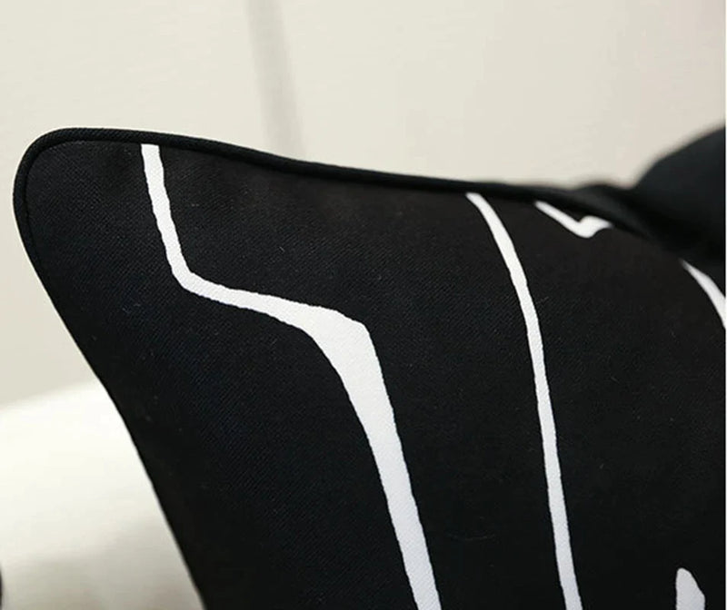 Afralia™ Nordic Light Luxury Cushion Cover Black White Line Print 50*50cm