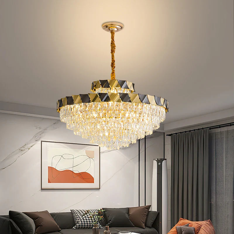 Afralia™ Modern Crystal Chandelier for Living Room Dining Bedroom LED Lighting