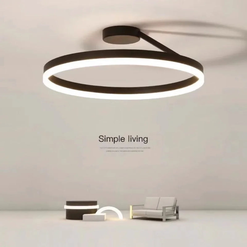 Afralia™ Minimalist Round LED Ceiling Chandelier | Aluminum Living Room Bedroom Light Fixtures