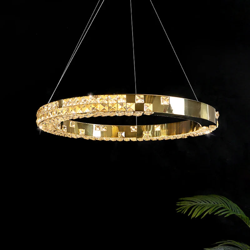 Afralia™ Luxury Crystal Pendant Chandelier with LED Lights for Dining, Bedroom, and Living Room