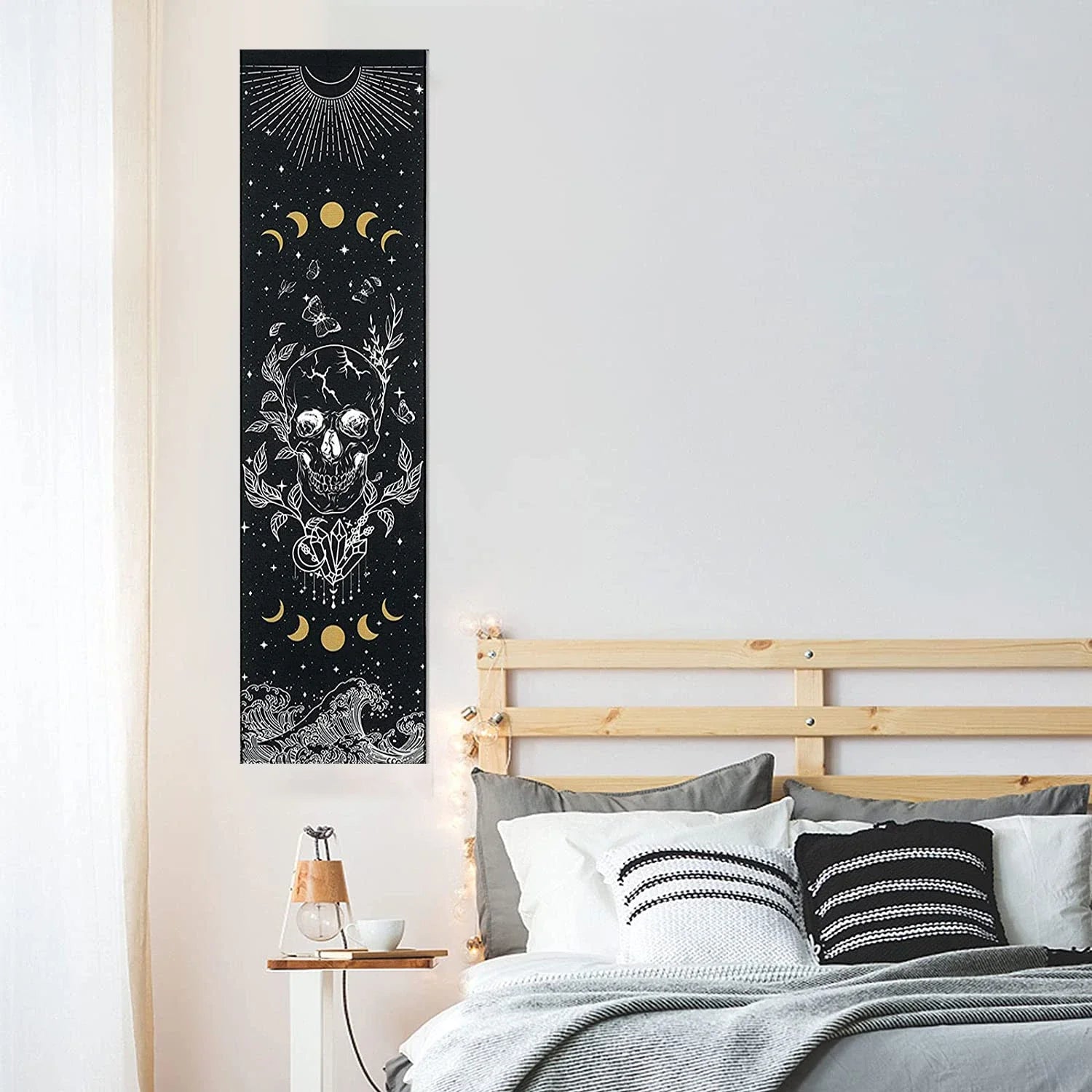 Afralia™ Skull Moon Butterfly Star Tapestry Wall Hanging for Hippie Witchcraft Room Decor