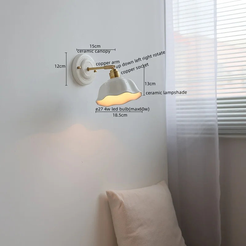 Afralia™ Nordic Style LED Wall Lights Ceramic Bedroom Living Room Modern Lamparas