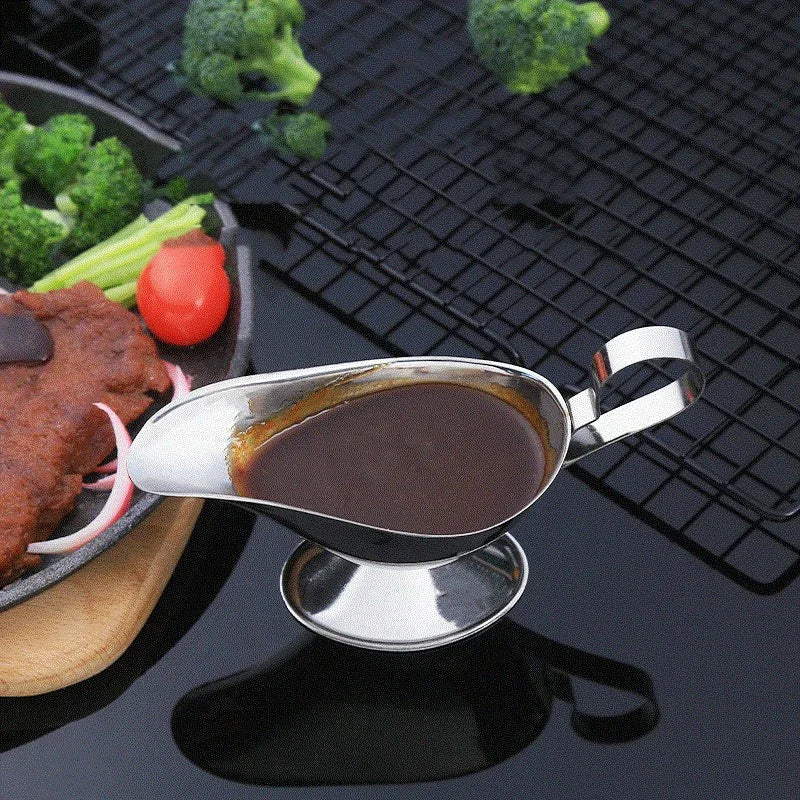 Afralia™ Stainless Steel Sauce Boat for Kitchen Restaurant Gravy Salt Spice Storage