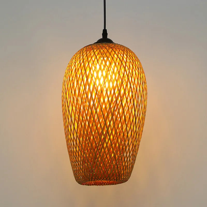 Afralia™ Woven Bamboo LED Pendant Chandelier for Kitchen & Restaurant Lighting