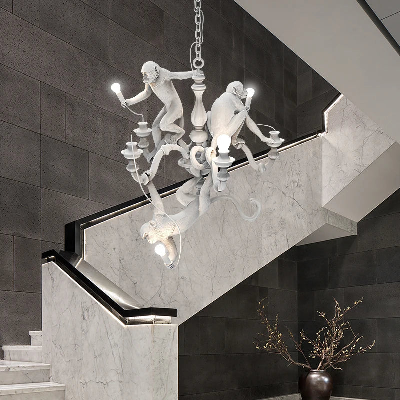 Afralia™ Resin 3 Monkeys Chandeliers: Vintage Loft Replica Pendant Lights by Afralia™