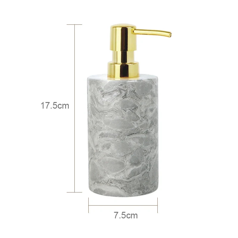 Afralia™ Marble Bathroom Accessories Set - Soap Dispenser, Toothbrush Holder, Cup, Toilet Brush