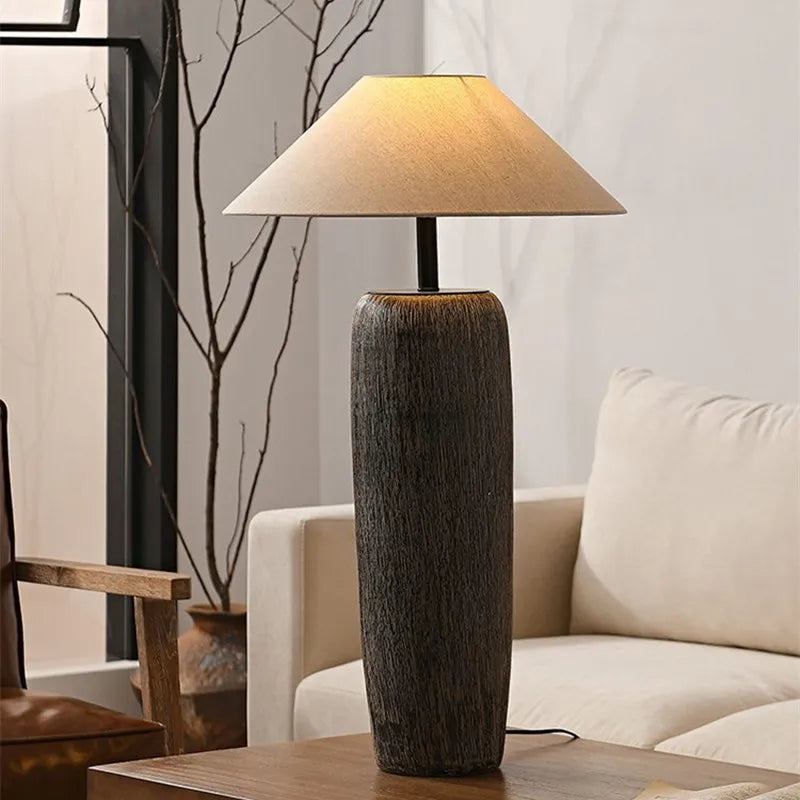 Afralia™ Ceramic Wabi Sabi Antique Japanese Floor Lamp for Living Room