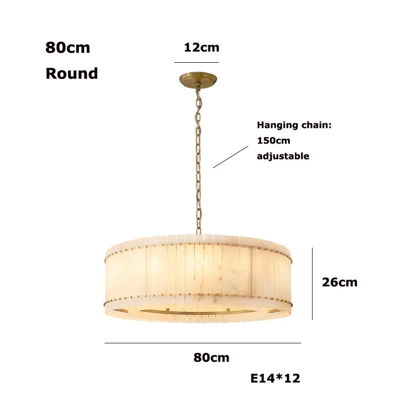 Afralia™ Marble Round LED Ceiling Chandelier Dimmable E14 Bulbs for Living Room