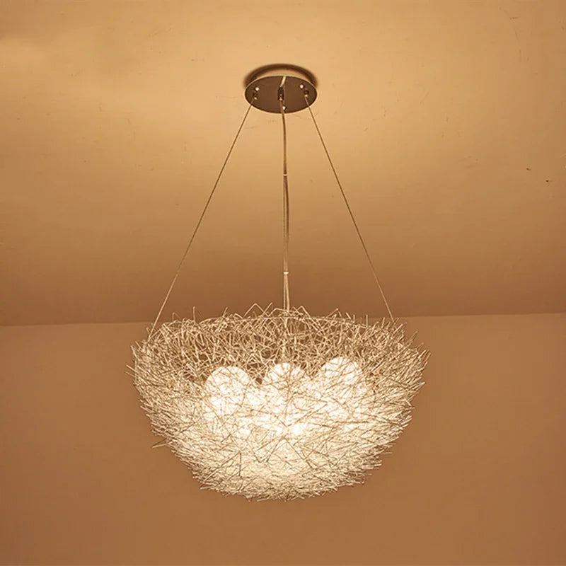 Afralia™ Aluminum Wire Bird's Nest Pendant Lights for Bedroom Hallway and Restaurant