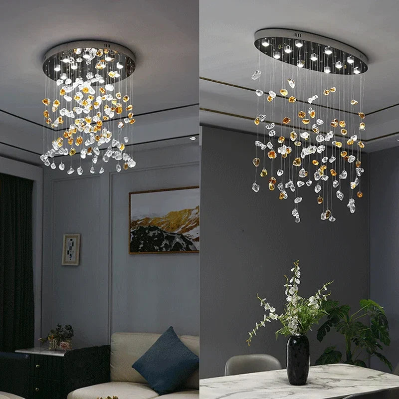 Afralia™ Modern Crystal Chandelier: Stone Decorative Living Room Lighting