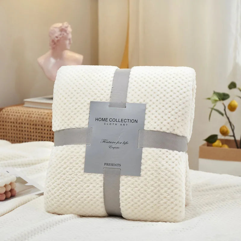 Afralia™ Pineapple Grid Flannel Blanket: Lightweight & Cozy for All Seasons