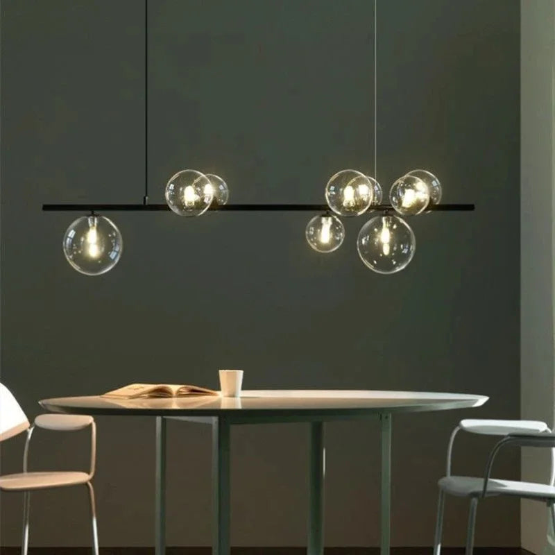 Afralia™ Clear Glass LED Chandelier: Modern Nordic Hall Parlor Lighting Fixture