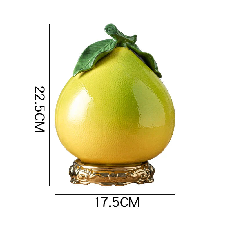 Afralia™ Ceramic Tea Canister Pomelo Orange Fruit Storage Tank Home Decoration