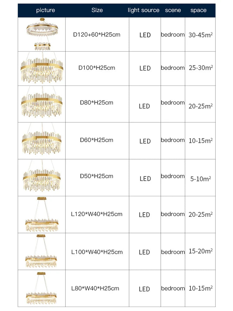 Afralia™ Gold Full Spectrum Crystal Chandelier for Living, Dining & Bedroom