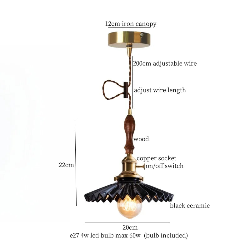 Afralia™ Ceramic LED Pendant Light: Vintage Japanese Style for Kitchen, Cafe, Living Room