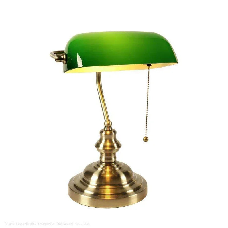 Afralia™ Glass Lampshade Bank Desk Table Lamps White Green LED Light E27