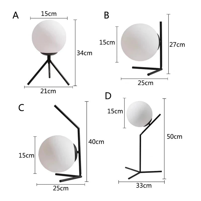 Afralia™ Glass Ball Table Lamp: Modern Nordic LED Desk Light