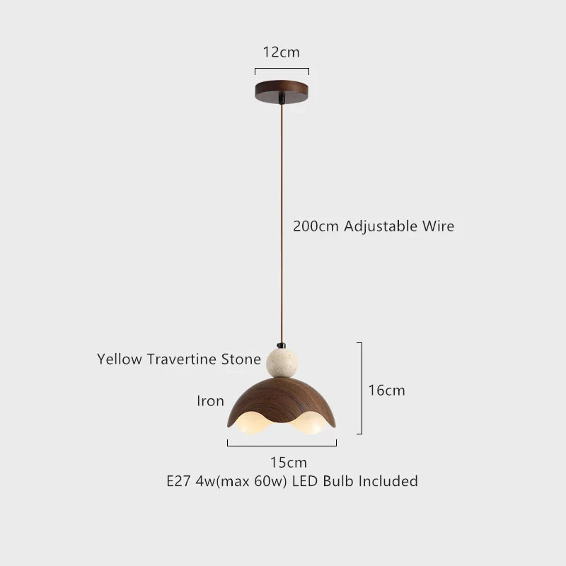 Afralia™ Yellow Travertine Iron Pendant Light - Wabi-Sabi Style Home Decoration Lighting