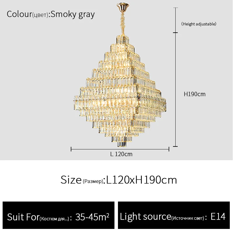 Afralia™ Luxe Crystal Pyramid Chandelier: High-end Lighting for Living Room & Hotel Lobby