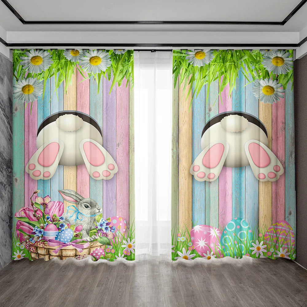 Afralia™ Easter Curtains with Pole Pocket, Ideal for Kitchens, Living Rooms, Balconies, Gardens