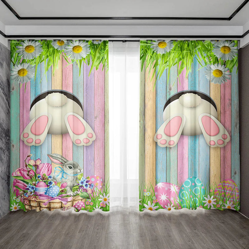 Afralia™ Easter Curtains with Pole Pocket, Ideal for Kitchens, Living Rooms, Balconies, Gardens