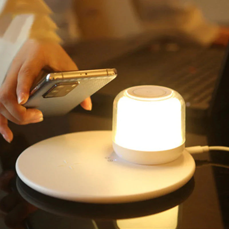 Afralia™ LED Light Wireless Charger Table Lamp for iPhone Samsung Huawei - Wireless Charging Pad