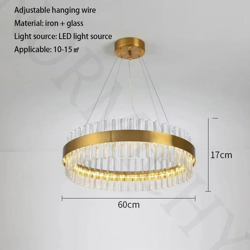 Afralia™ Luxury Gold Round LED Chandelier Contemporary Pendant Light
