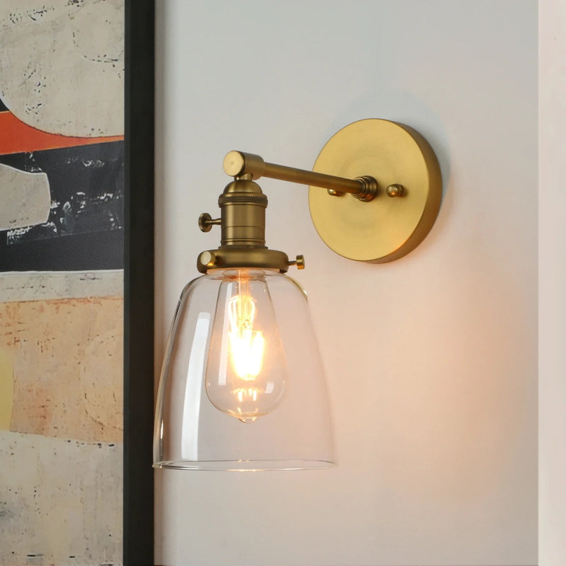 Afralia™ Industrial Dome Glass Wall Sconce Light - Single Fixture with Clear Shade