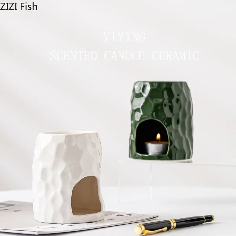 Afralia™ Ceramic Honeycomb Candle Holders Desk Decoration Minimalism Aroma Container.