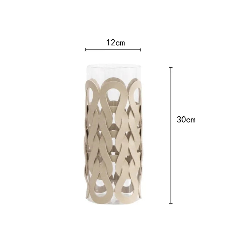 Afralia™ Woven Leather Glass Vase for Home Decoration and Terrarium Floral Arrangement