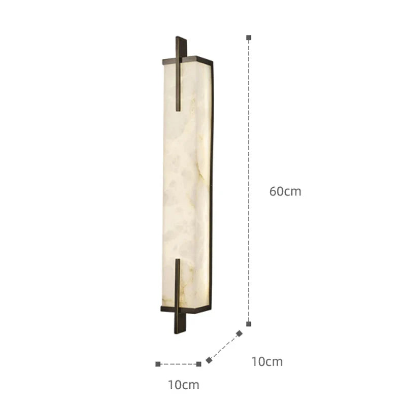 Afralia™ Neo-Chinese Brass Marble Wall Lamp 60CM LED for Living Room and Bedroom
