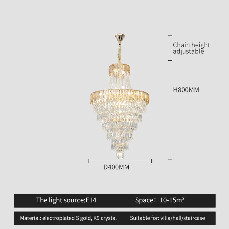 Afralia™ Crystal Chandelier Art Living Room Lighting for Duplex Buildings and High-End Restaurants