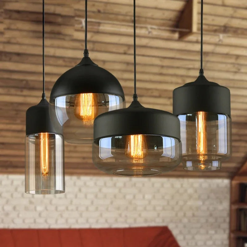 Afralia™ Black Glass Pendant Light Fixture for Modern Indoor Decor & Dining Room