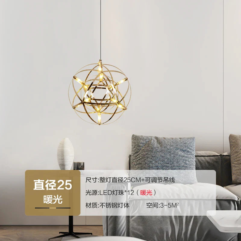 Afralia™ Spark Sphere Chandelier: Starry Sky Commercial Light for Restaurant, Mall, and Shop