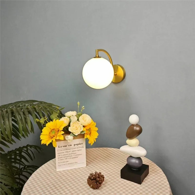 Afralia™ Glass Ball LED Wall Sconce for Living Bedroom Dining Kitchen - Minimalist Design