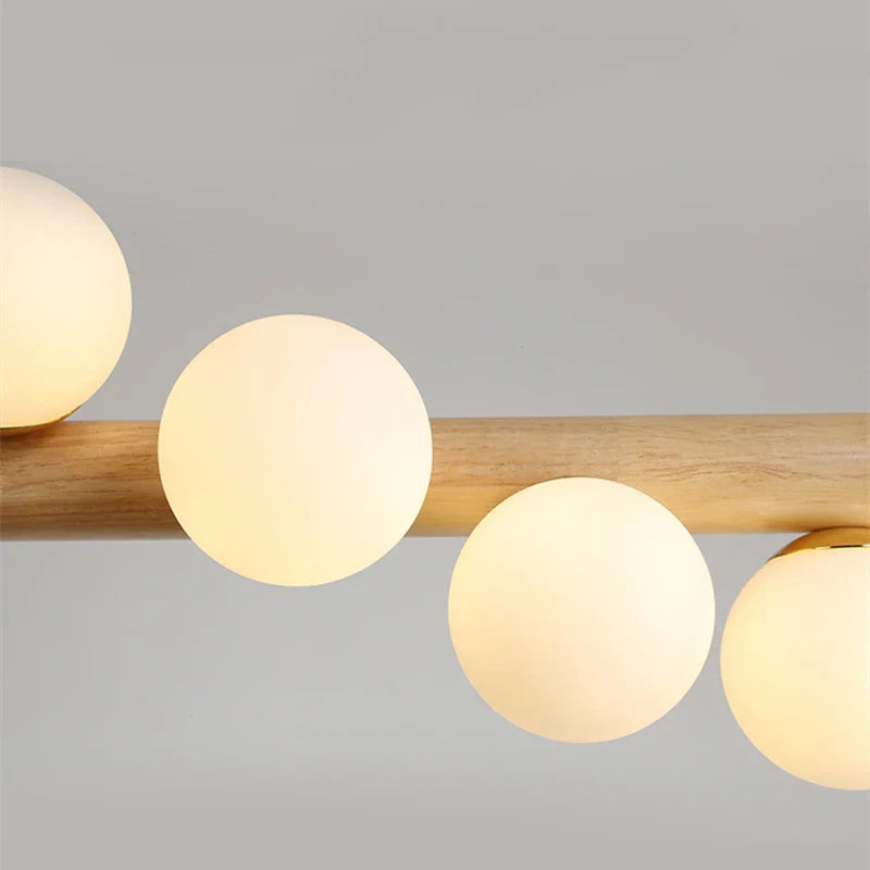 Afralia™ Milk White Glass Balls Pendant Chandelier for Dining Table Kitchen Island LED Lighting